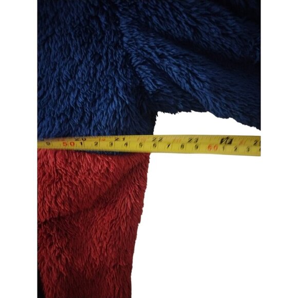 Originally used blue and red fleece jacket with hood and zipper closure. Size L - Picture 7 of 8